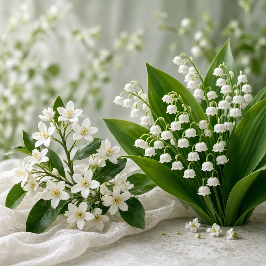 Heart notes composition — orange blossom and lily-of-the-valley