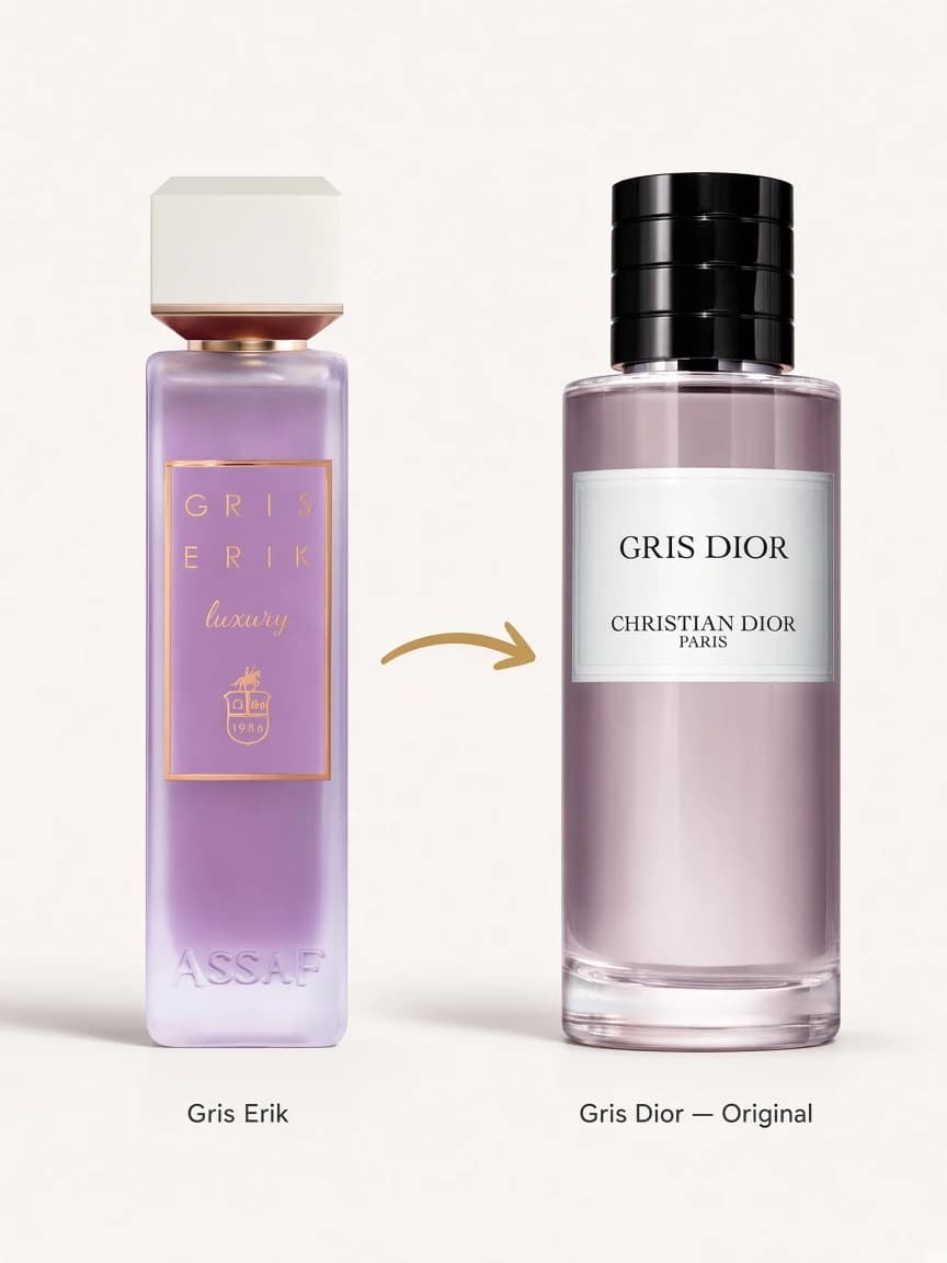 Dupe comparison — Gris Erik beside Dior Gris Dior