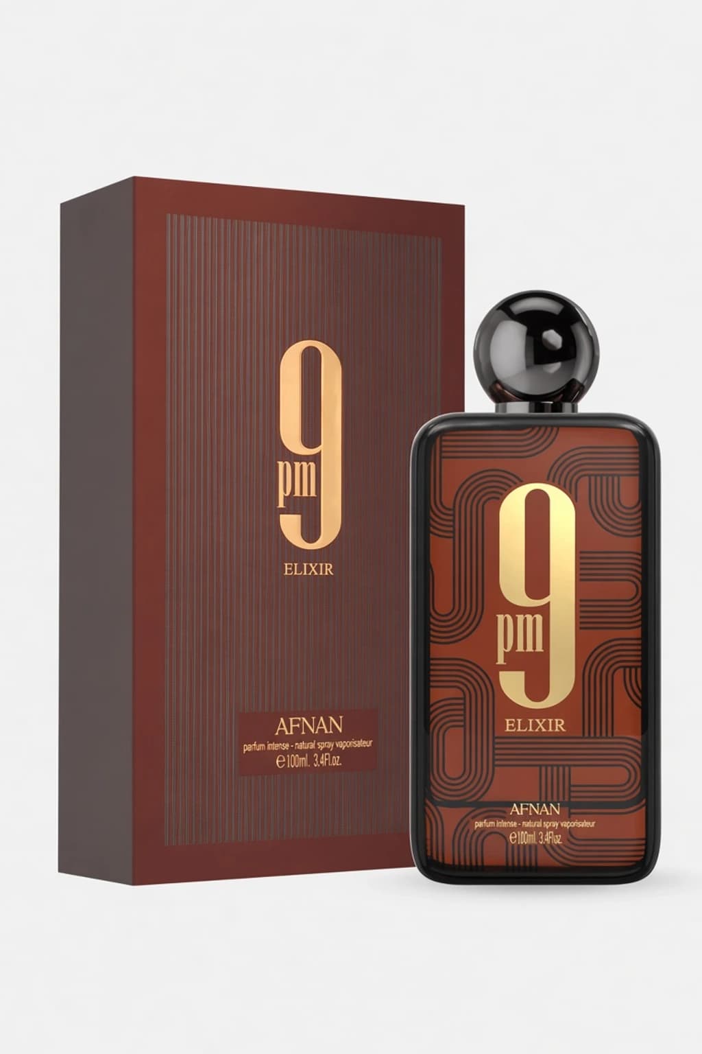 9PM Elixir bottle with official retail box