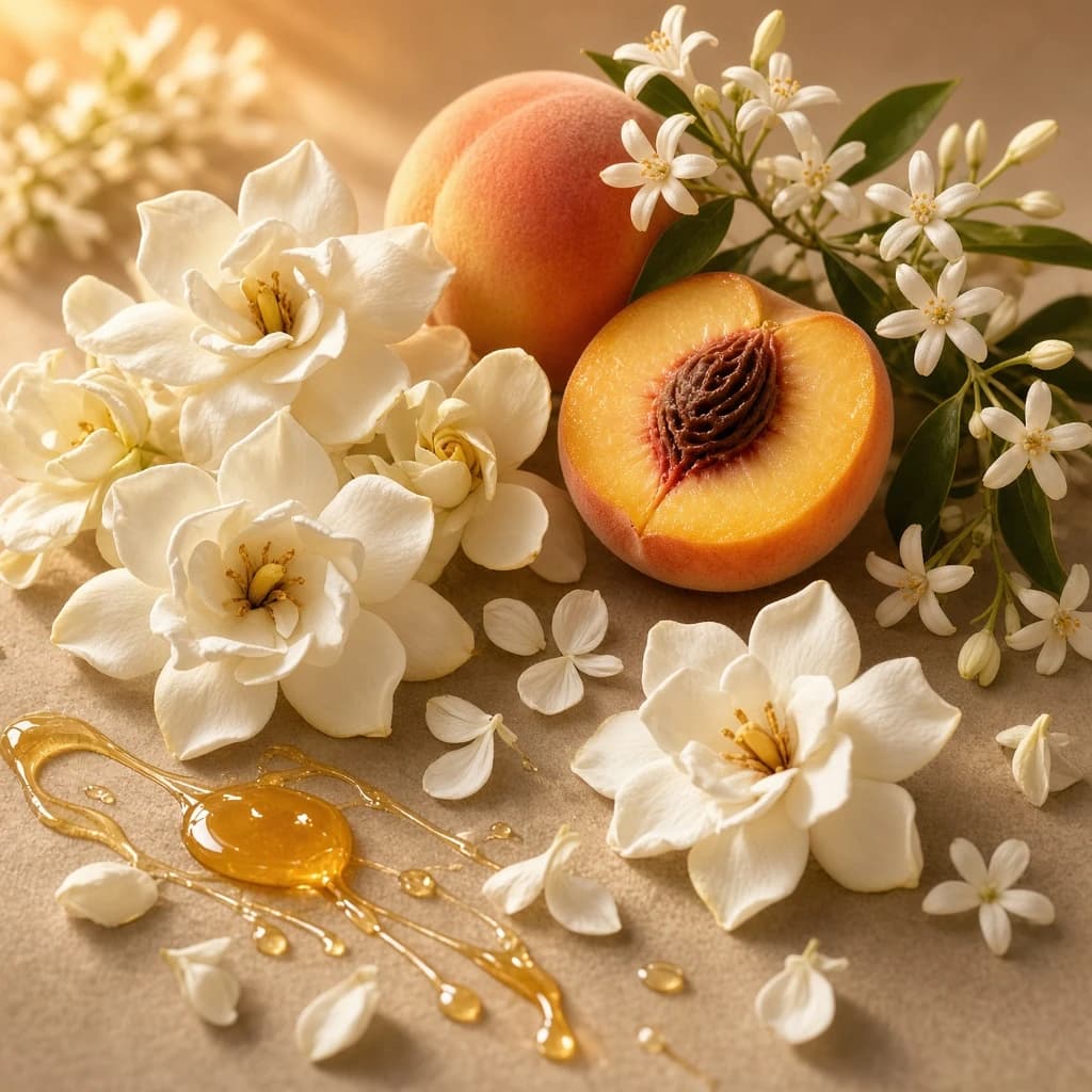 Heart notes: honey, gardenia, orange blossom, jasmine, peach