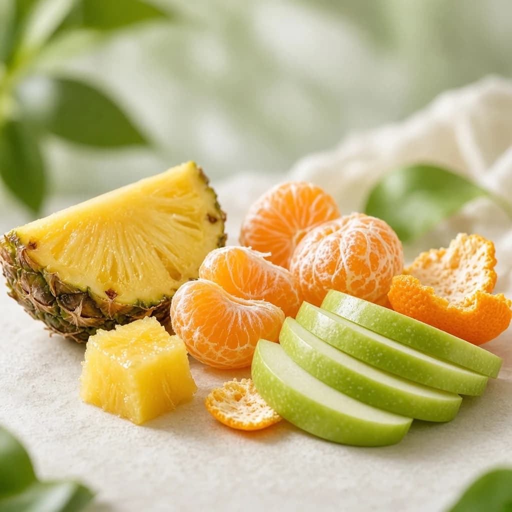 Opening notes composition — pineapple, Granny Smith apple, mandarin