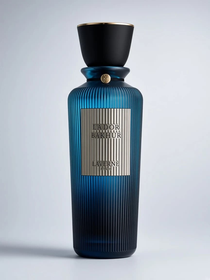 La'dor Bakhur Classic ribbed teal bottle — studio hero