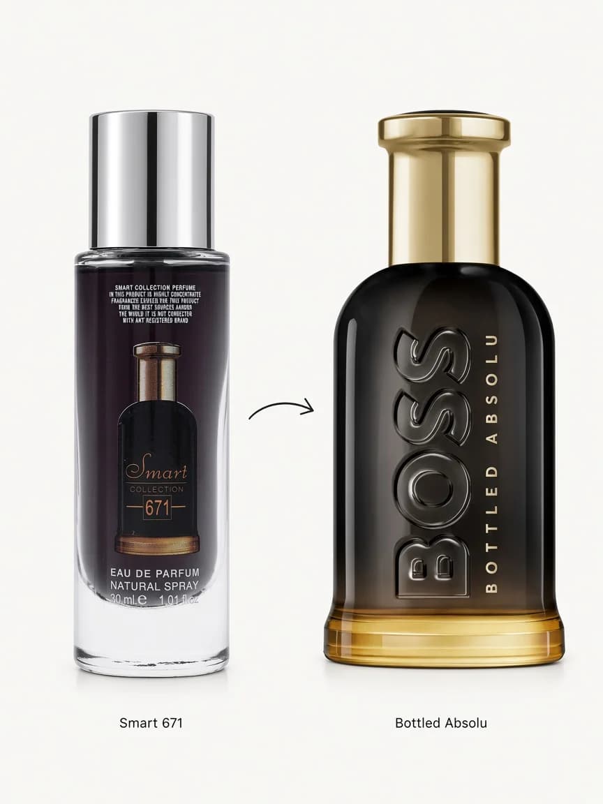 Dupe comparison — Smart Boss Bottled Absolu 671 beside Hugo Boss Bottled Absolu