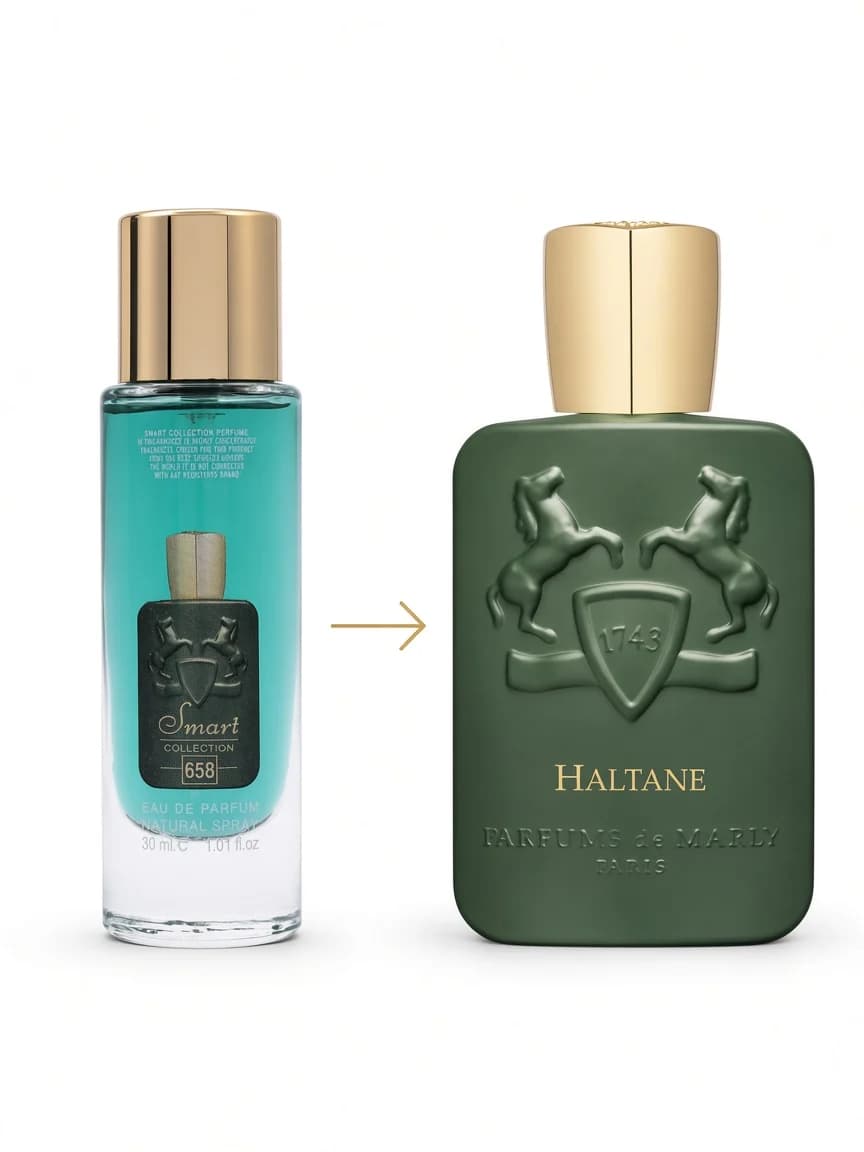 Dupe comparison — Smart Halten 658 beside Parfums de Marly Haltane