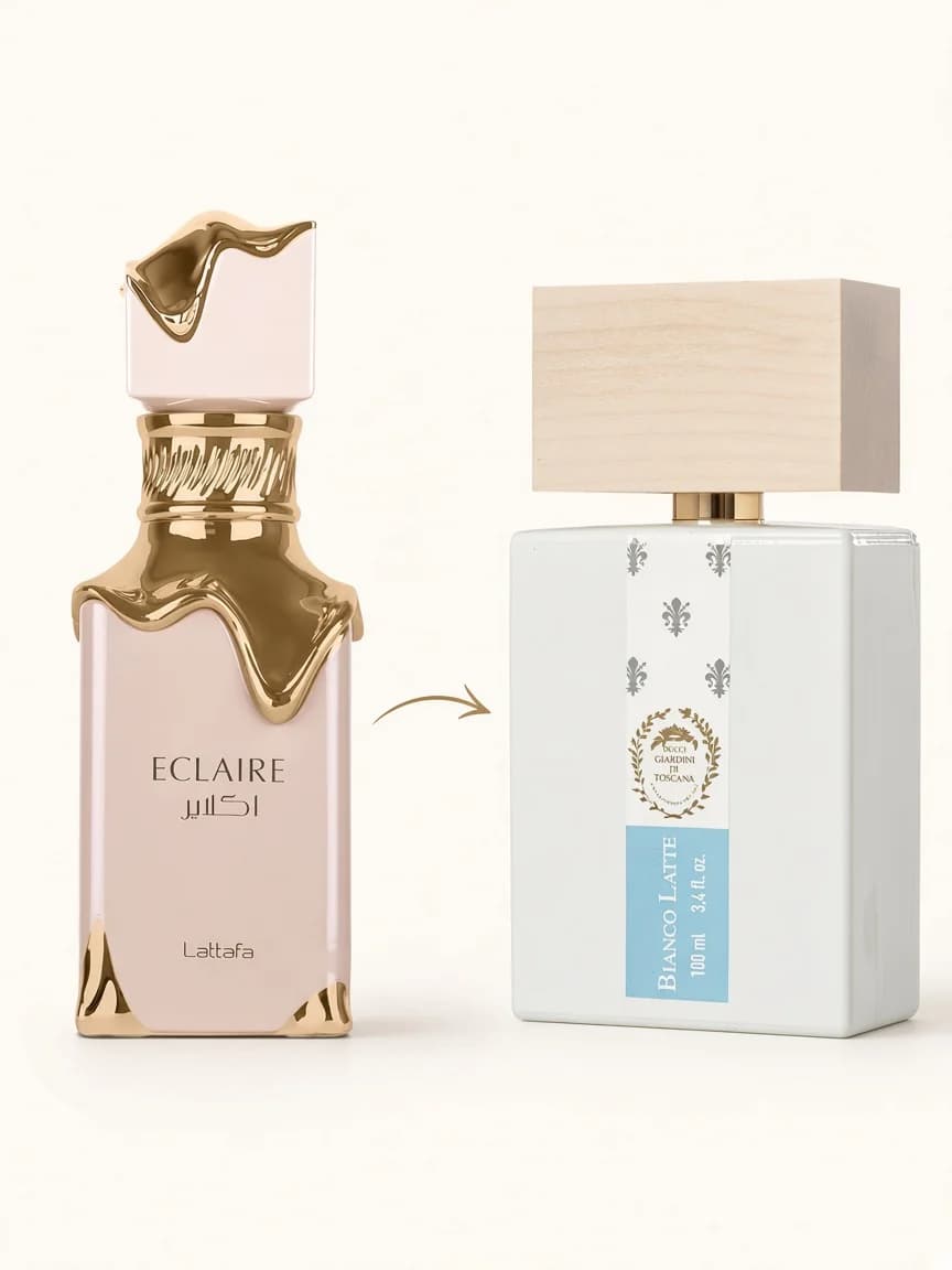 Dupe comparison — Eclaire beside Bianco Latte