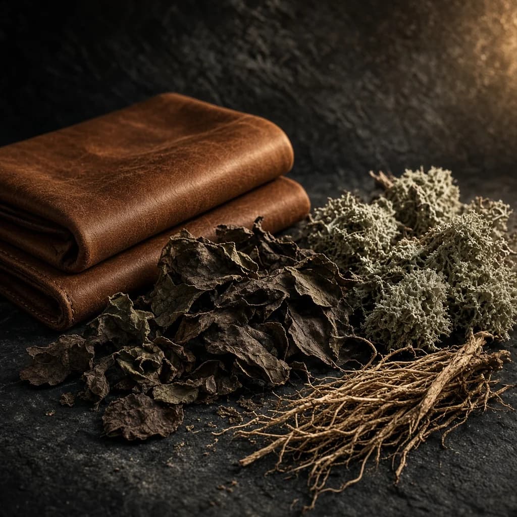 Base notes — leather, patchouli, oakmoss, vetiver