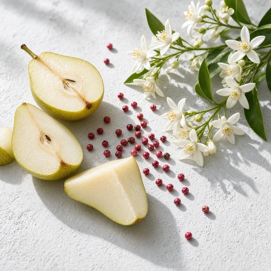 Opening notes: pear, pink pepper, orange blossom