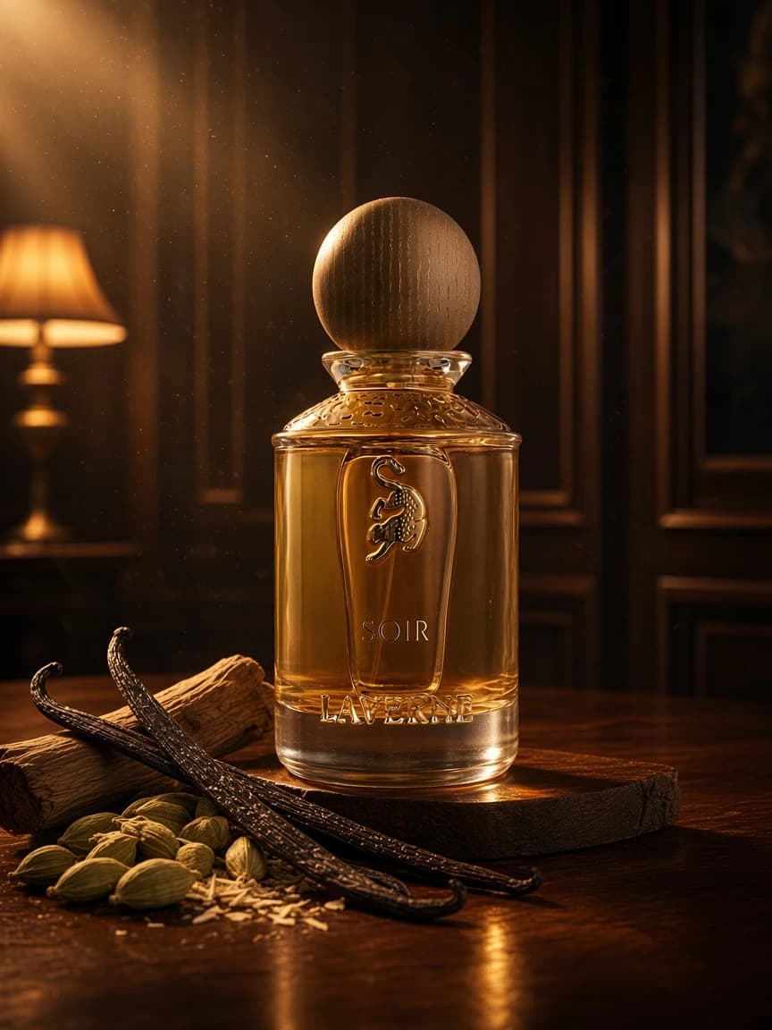 Soir at night among vanilla, cardamom, and wood