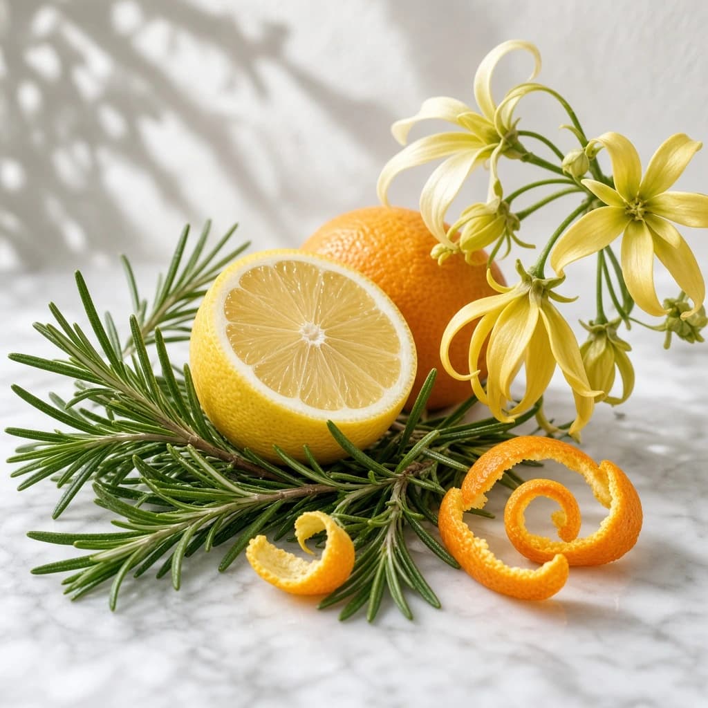Heart notes — rosemary, citruses, ylang-ylang