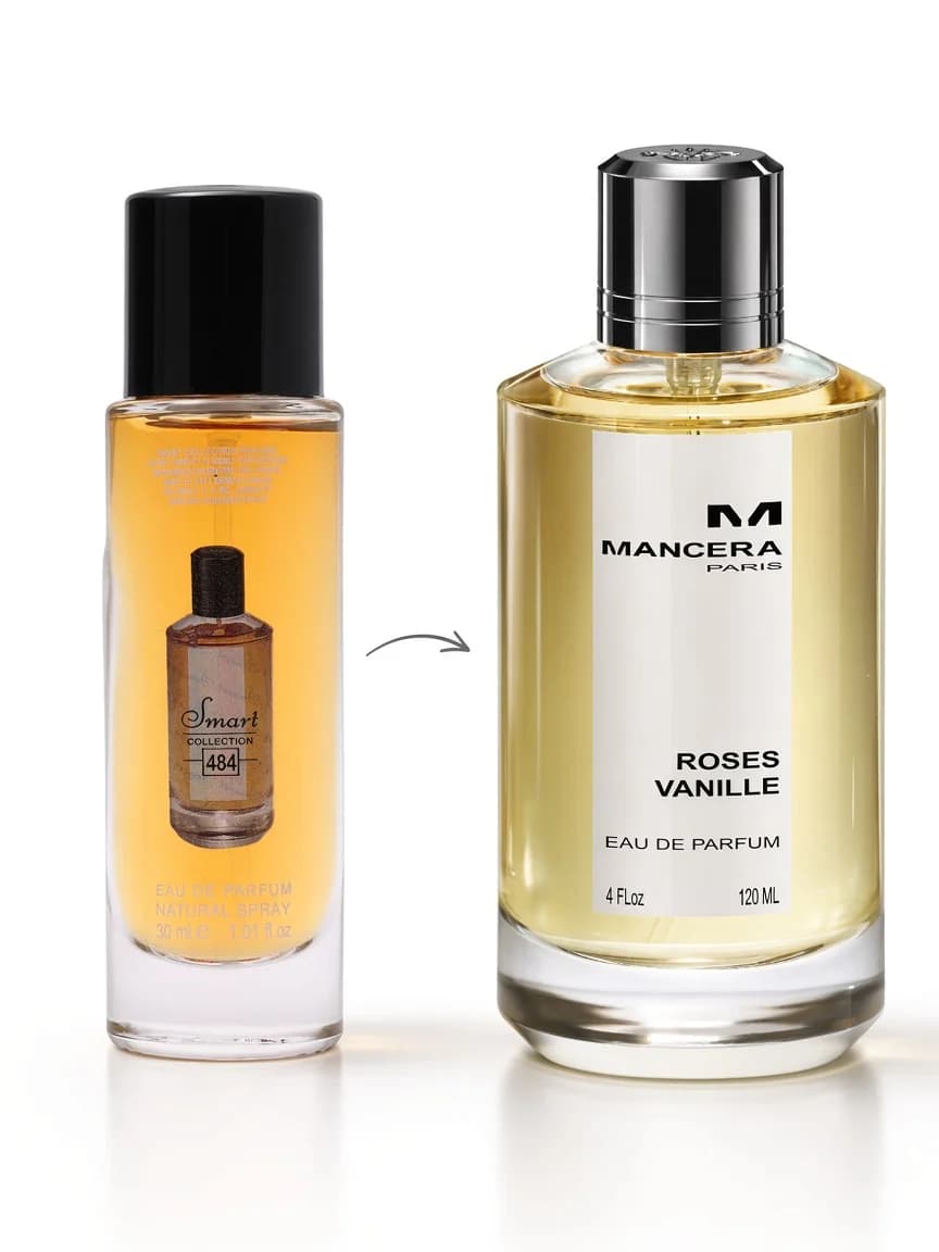 Dupe comparison — Smart Mancera Rose Vanilla 484 beside Mancera Roses Vanille