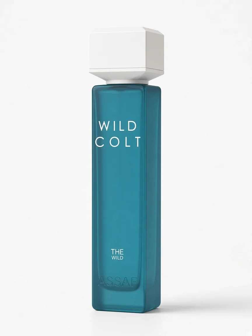 Wild Colt teal bottle — studio hero