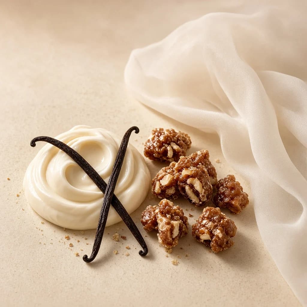 Dry-down notes composition — vanilla, praline, musk