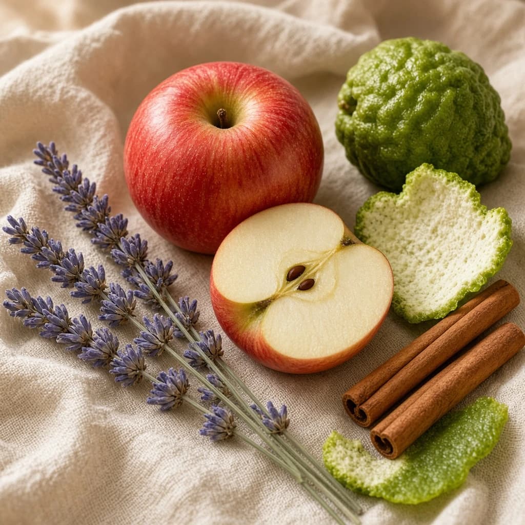 Opening notes composition — apple, cinnamon, wild lavender, bergamot