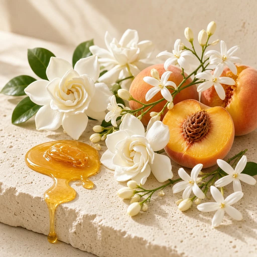 Heart notes: honey, gardenia, orange blossom, jasmine, peach