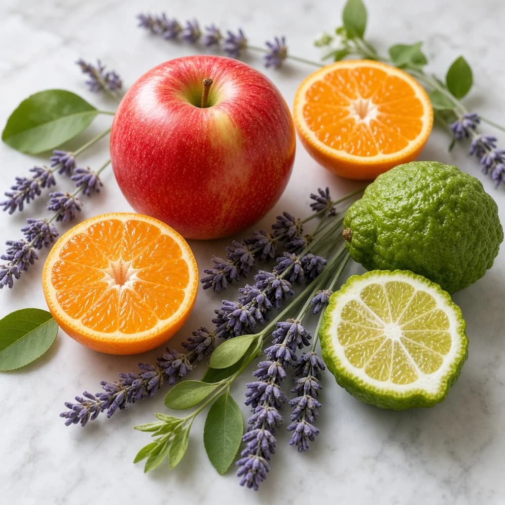 Opening notes composition — apple, lavender, mandarin, bergamot