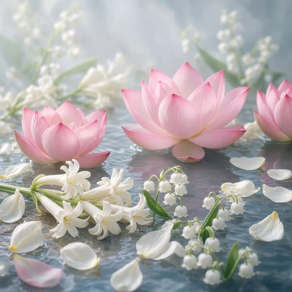 Heart notes: lotus, tuberose, jasmine, lily-of-the-valley