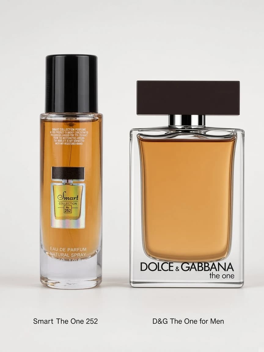 Dupe comparison: Smart 252 beside D&G The One for Men