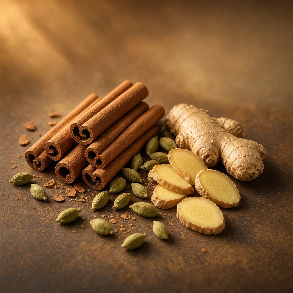 Opening notes composition — cinnamon, cardamom, ginger