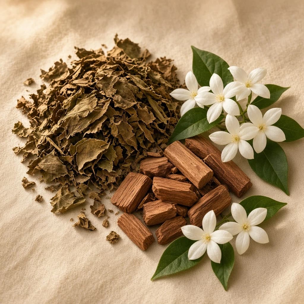 Heart notes composition — patchouli, cedarwood, jasmine