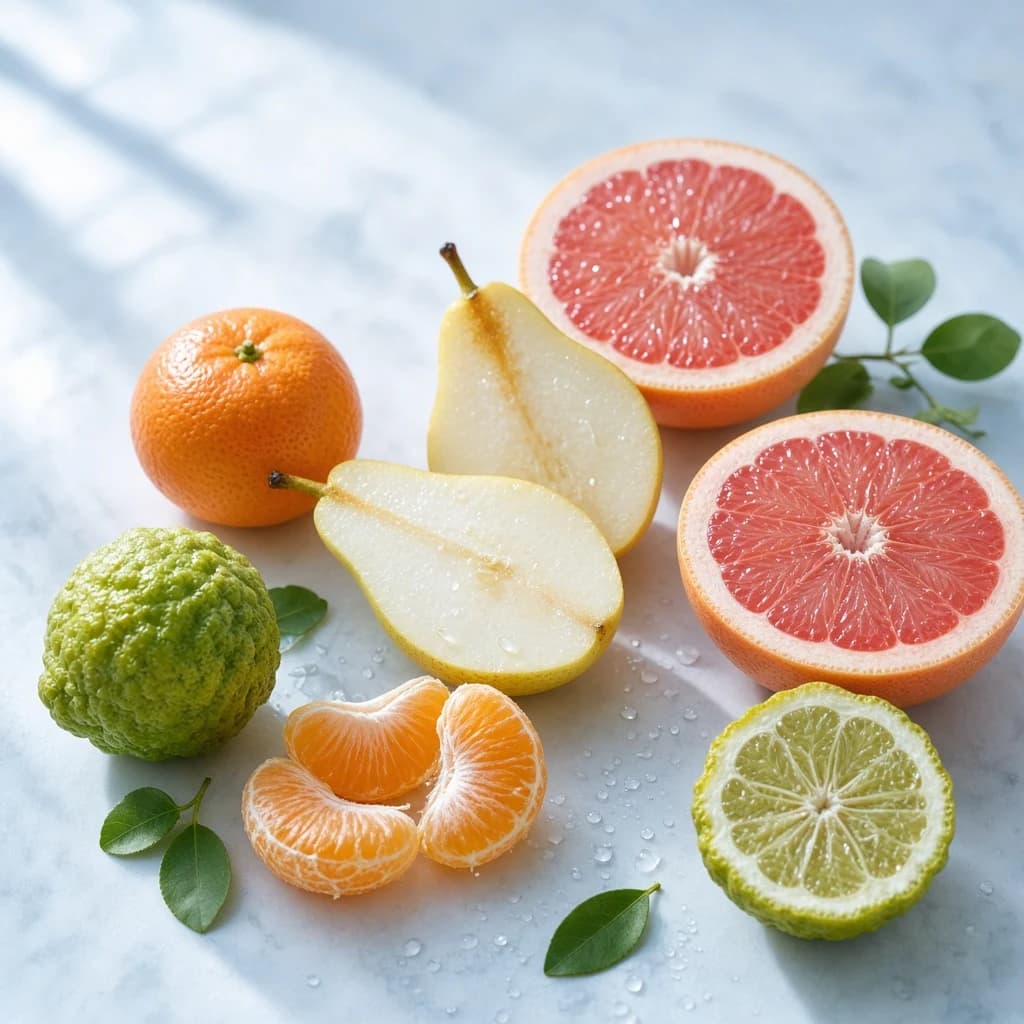 Opening notes — pear, pink grapefruit, mandarin, bergamot