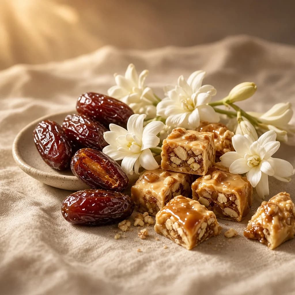 Heart notes composition — dates, praline, tuberose