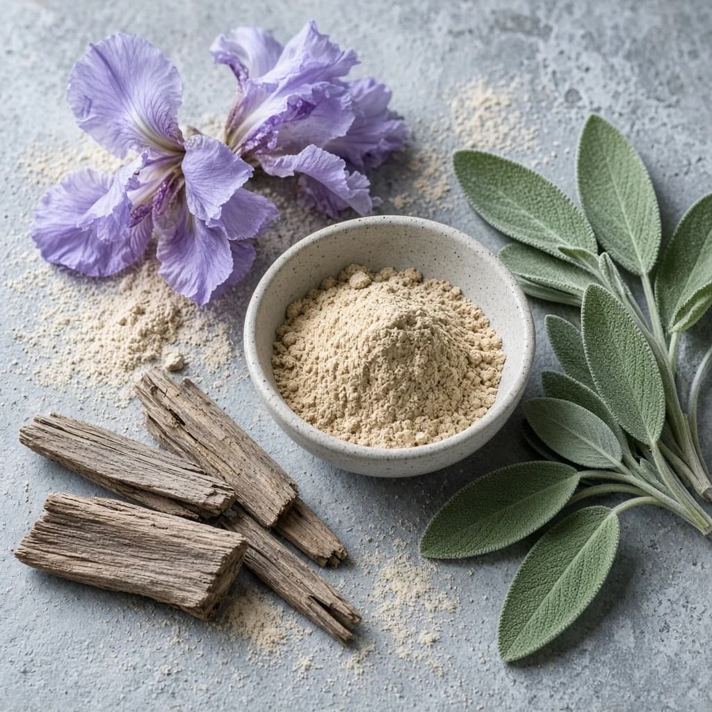 Heart notes — iris, cedarwood, sage