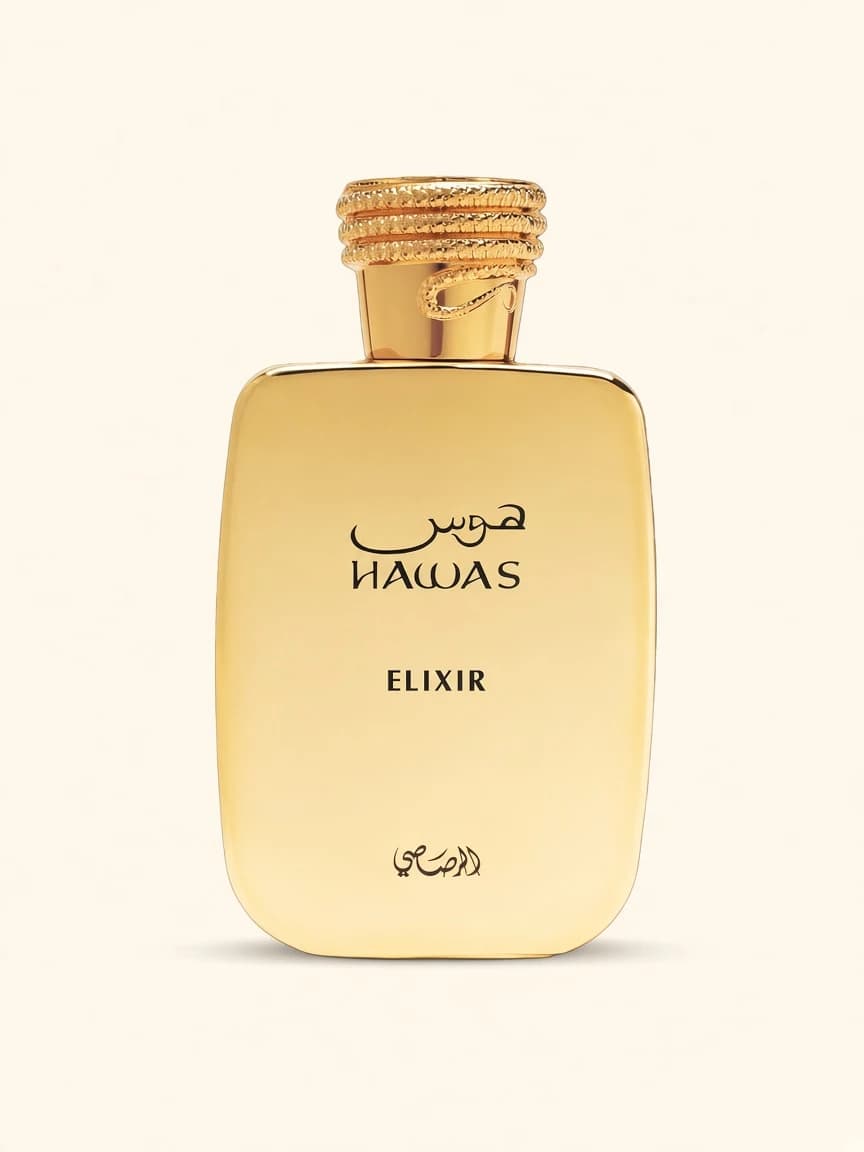 Hawas Elixir by Rasasi — studio bottle hero