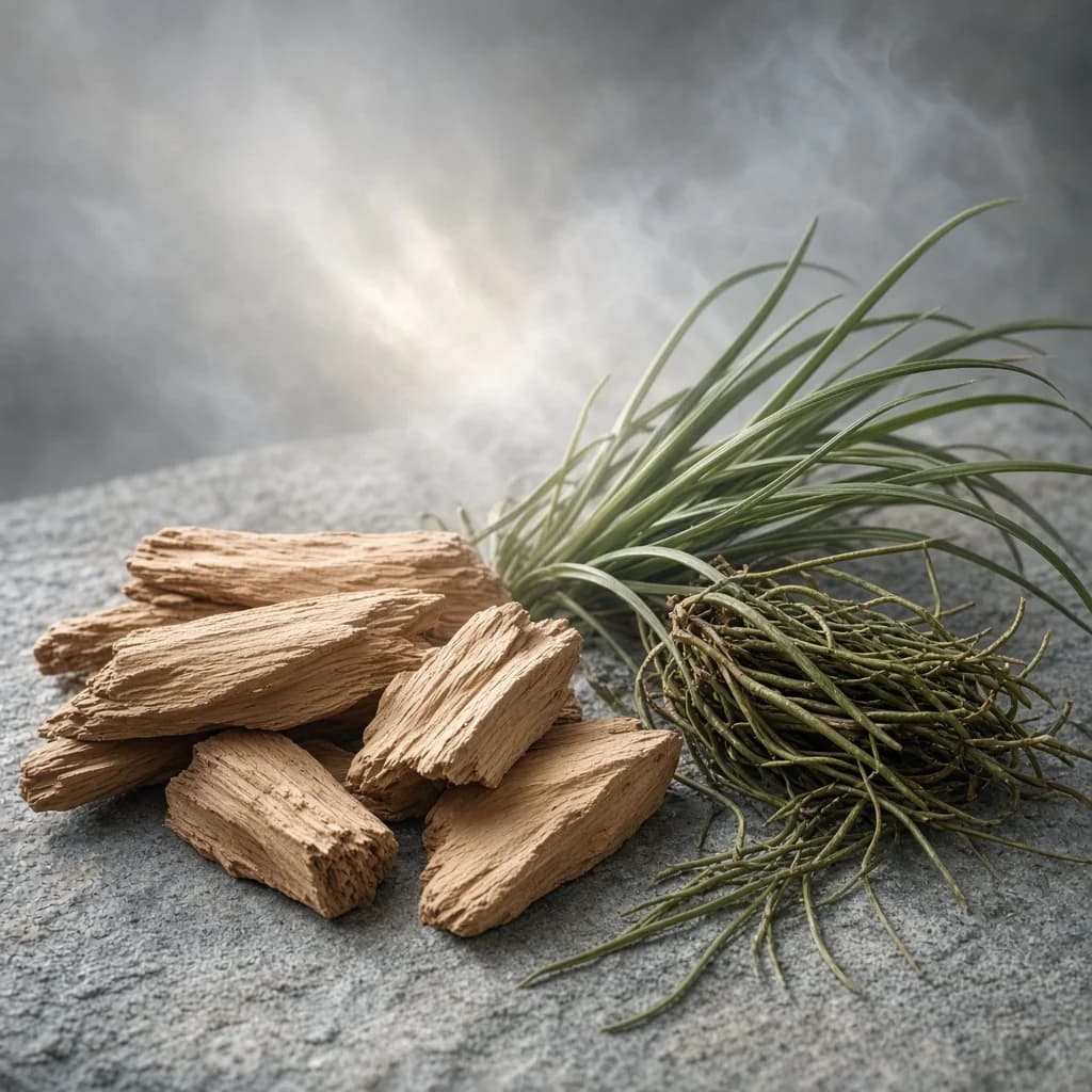 Dry-down notes composition — ambroxan, cedar, vetiver