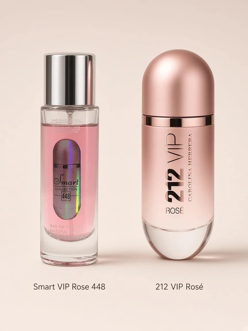 Dupe comparison: Smart 448 beside 212 VIP Rosé